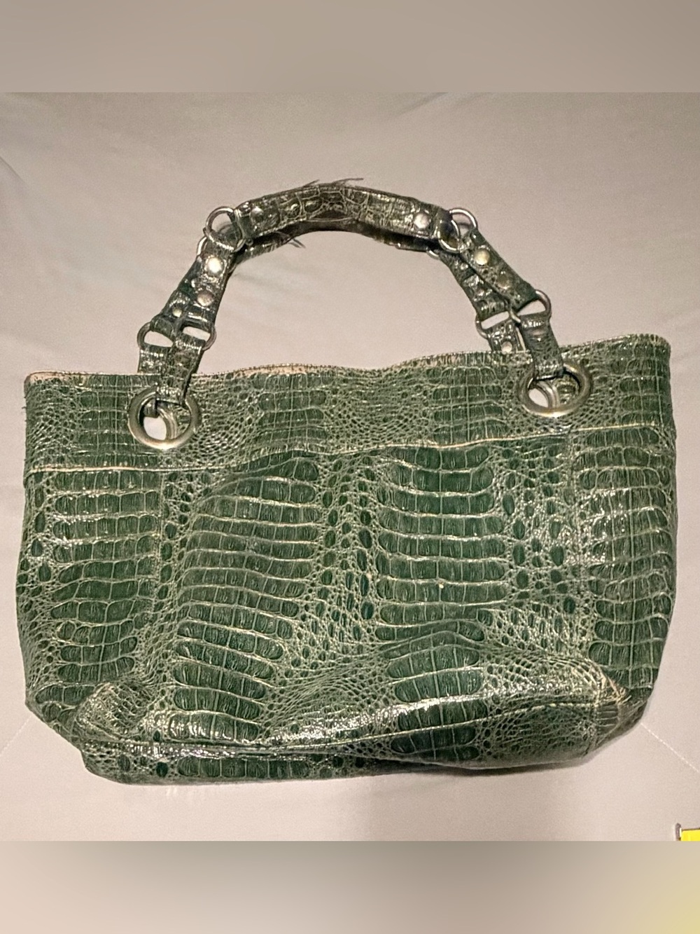 Steve Madden Green Croc-Embossed Faux Leather Tote